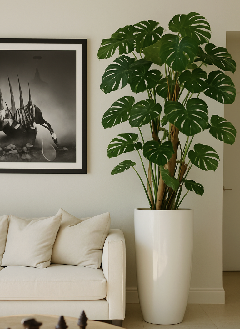 Planta decorando a sala da Fernanda